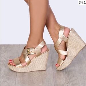 Michael Kors Metallic Gold Wedge Sandals